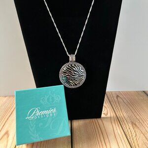 PREMIER DESIGNS ZEBRA PRINT SAFARI PENDANT NECKLACE 20" chain